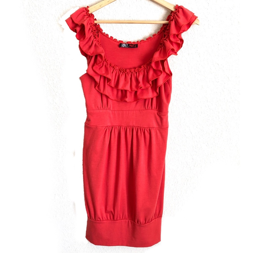 Mar Q Y2K Vintage Off Shoulder Ruffle Mini Dress - Picture 2 of 10